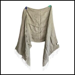 Terra Di Siena Linen Blend Scarf Shawl‎ Wrap Made in Italy Neutral